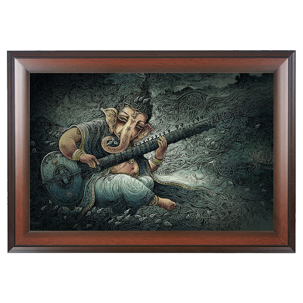 Thumbnail: WENS  Musical Ganesha  Religious Wall Painting, Multicolour