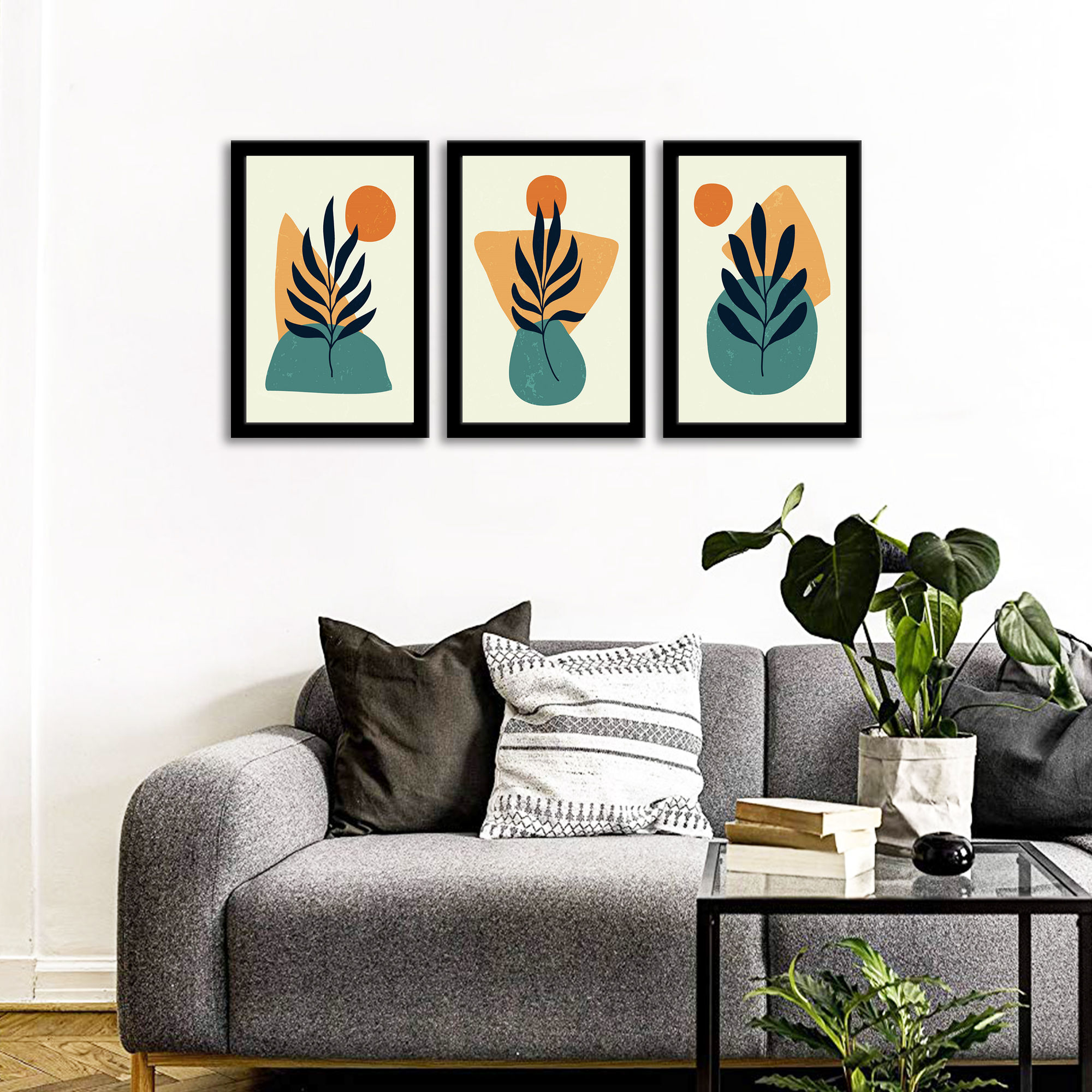 WENS Framed Abstarct Color Art Print Set of 3
