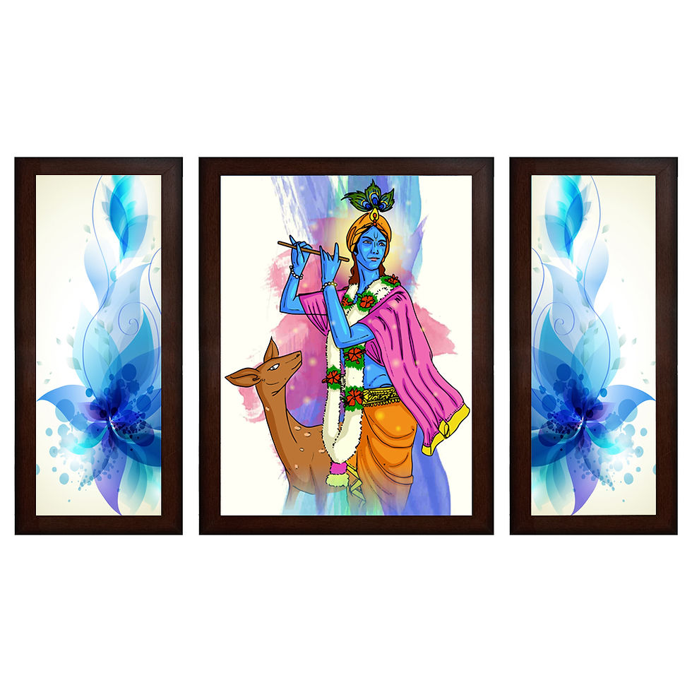 Thumbnail: Wens Krishna Devine Music MDF Wall Painting (13.5 x 24 x 0.75 Inch , Set of 3)