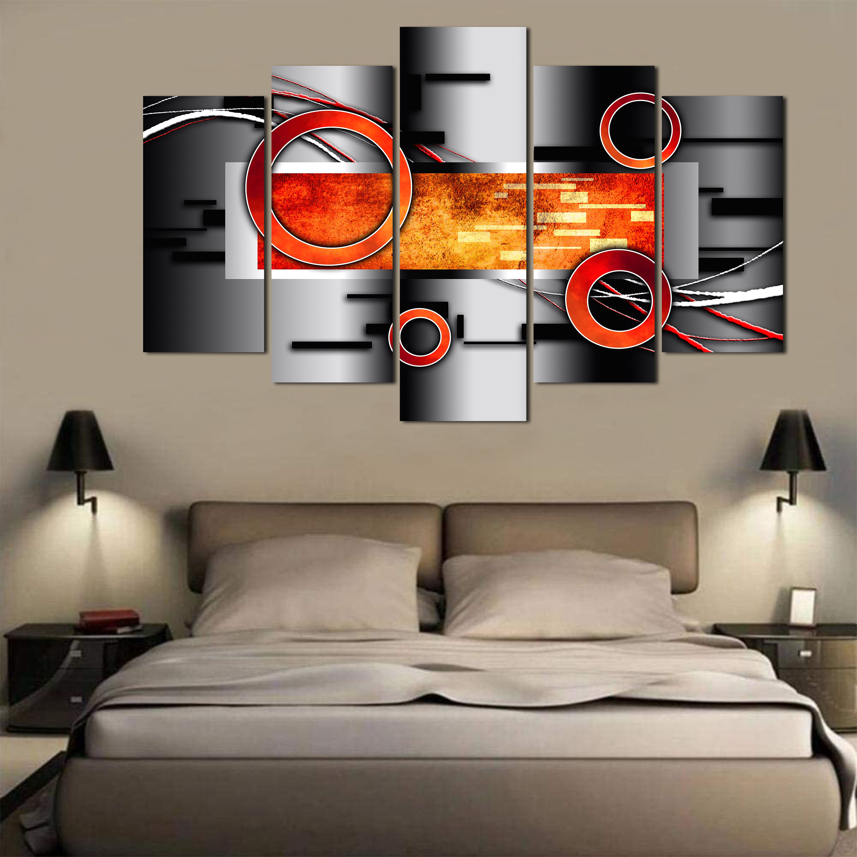 WENS "Modern Fusion Art" Laminated 5 Panels Wall Art (24x40 Inch)