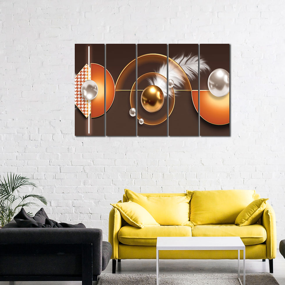 Thumbnail: WENS Feather Modern Art 5 Pieces Laminated Wall Art Panels