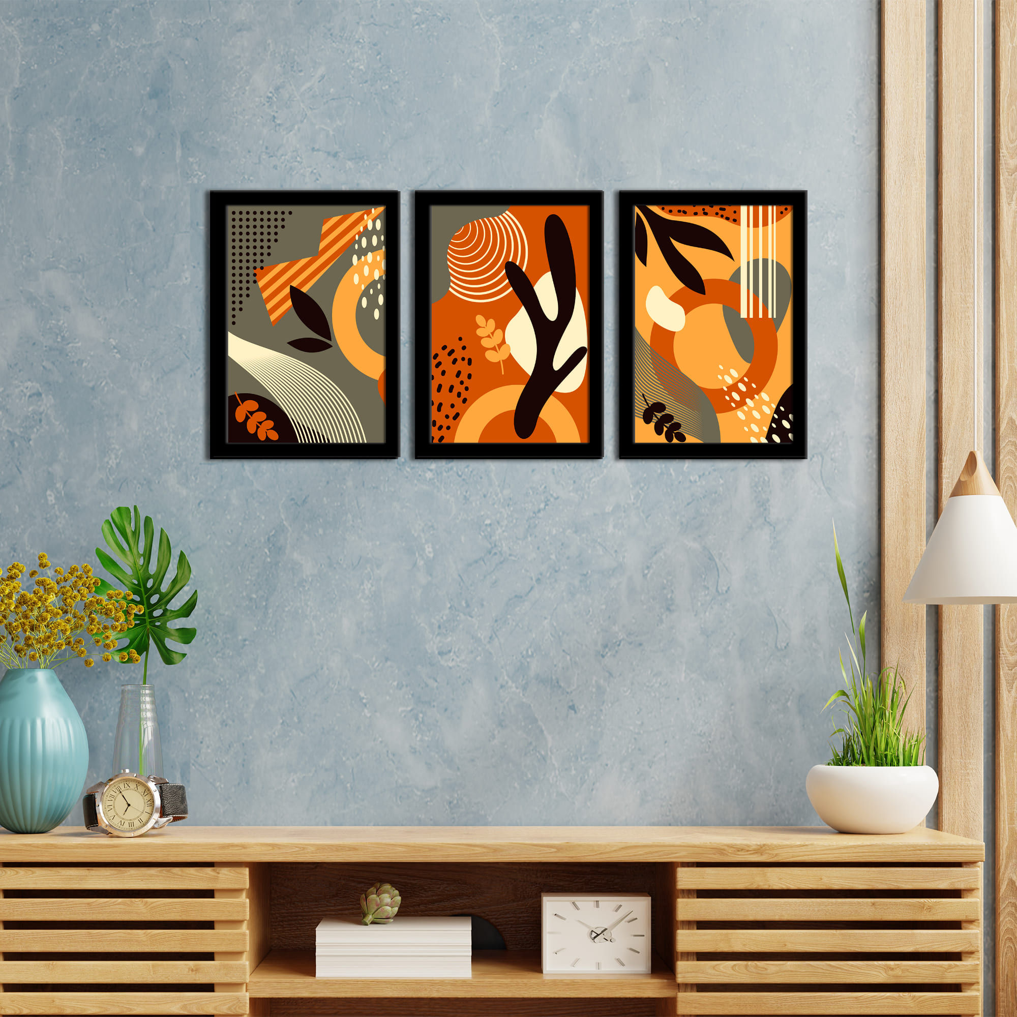 WENS Framed  Stylish Wall Art  Set of 3 Painting for Living Room
