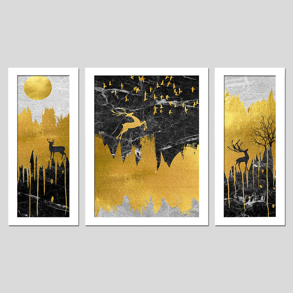 Thumbnail: Wens Set Of 3  Modern Reindeer Creative  Wall Art Painting