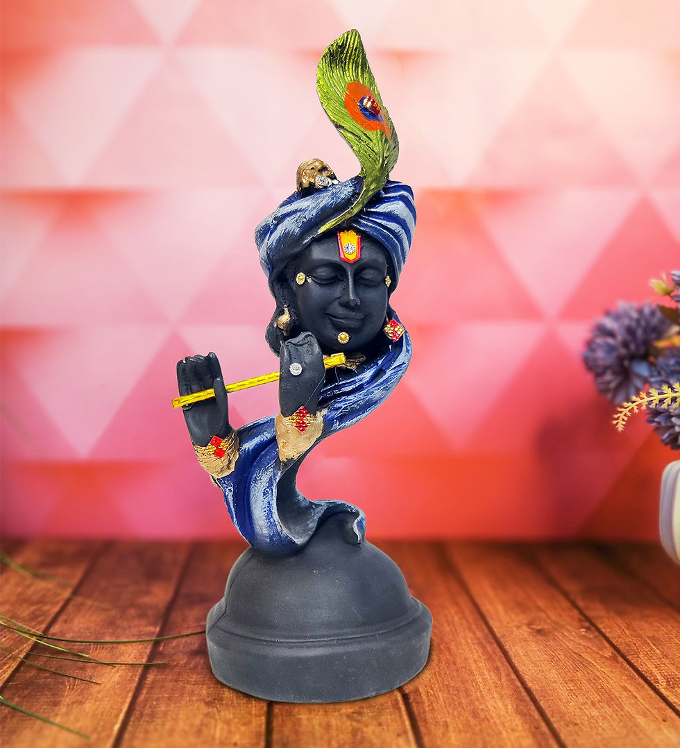 WENS 11" Blue Polyresin Lord Krishna Modern Statue Playing Flute Best for Pooja