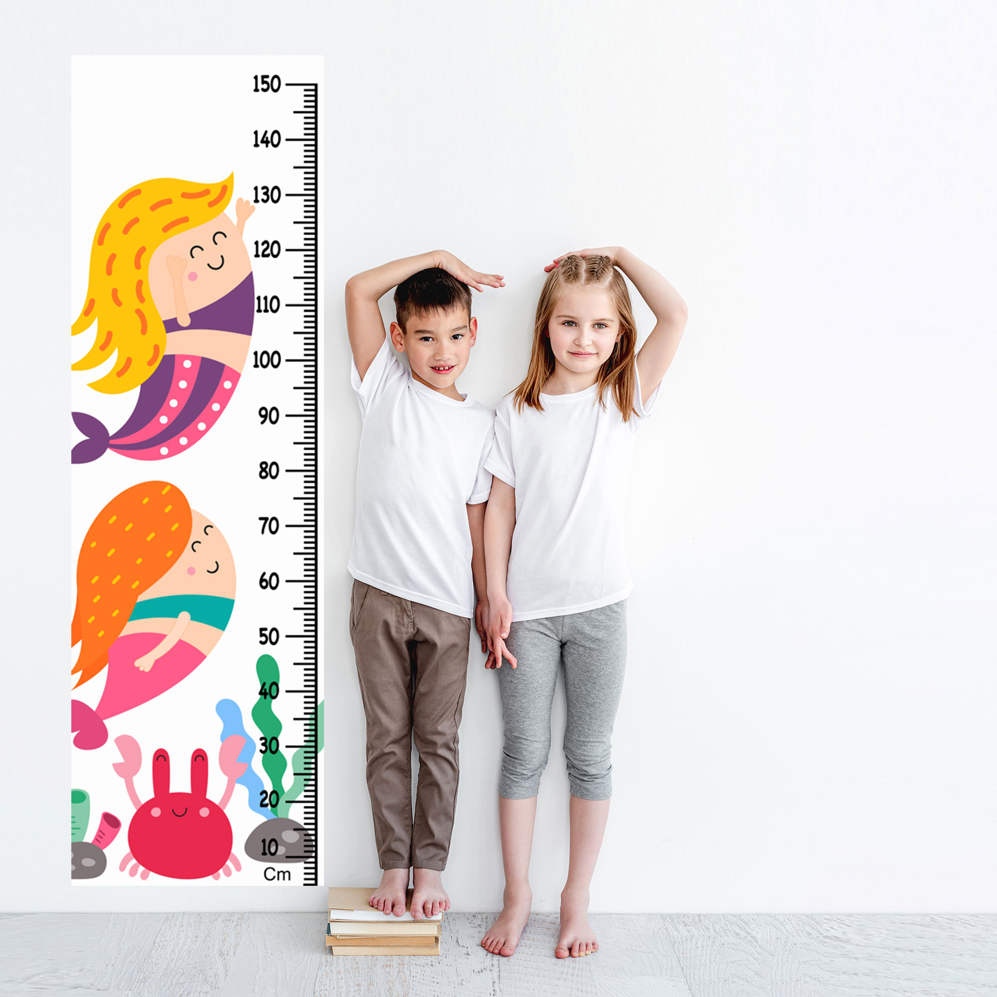 WENS Cute Mermaid Height Chart Wall Decal/Growth Chart-Vinyl