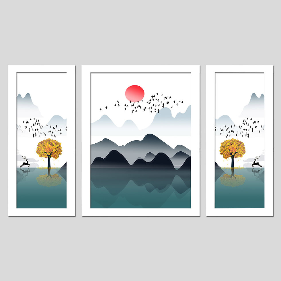 Thumbnail: Wens Set Of 3  Beautiful Morning Scene  Wall Art Painting