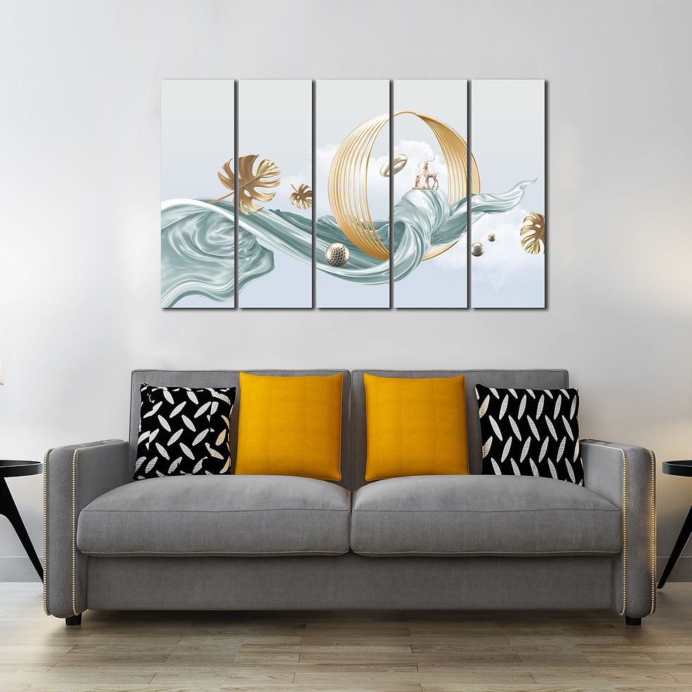 WENS Mid Century Modern Art 5 Pieces Laminated Wall Art Panels