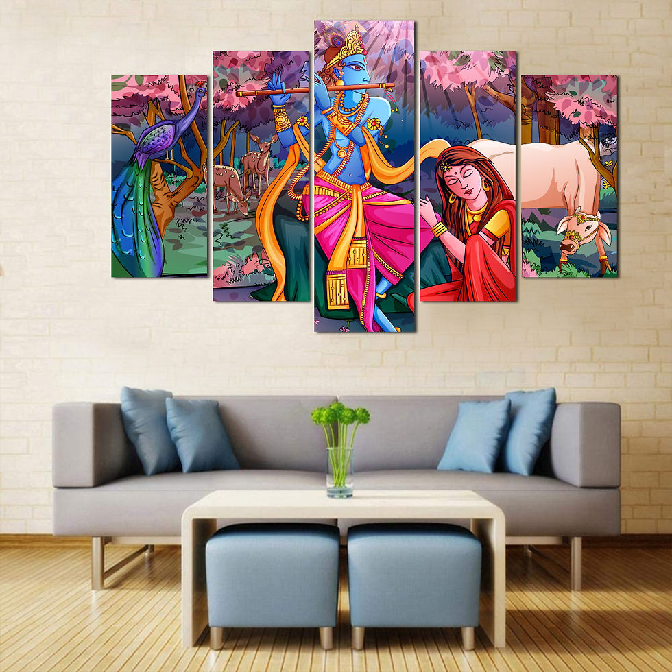 Thumbnail: WENS "Krishna Devine Music" Laminated 5 Panels Wall Art (24x40 Inch)