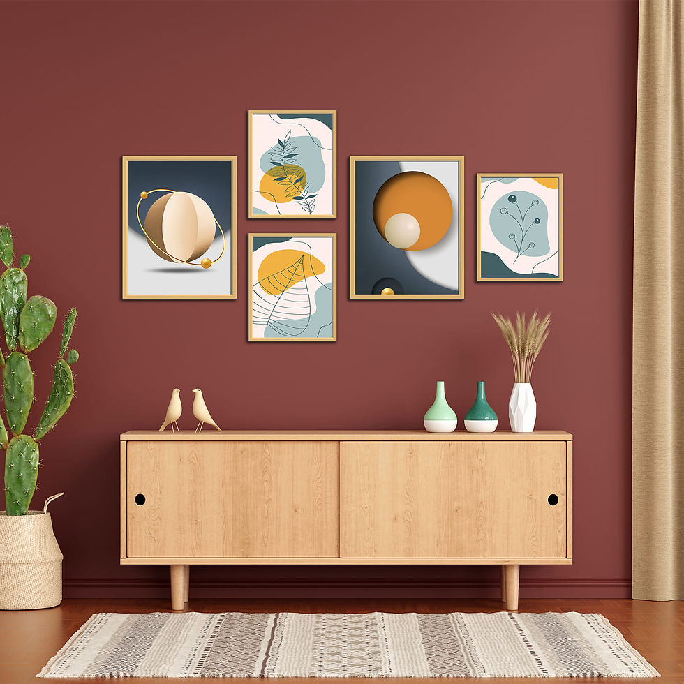 Thumbnail: WENS Multicolor Artistic Nordic Framed Canvas Set of 5 Painting