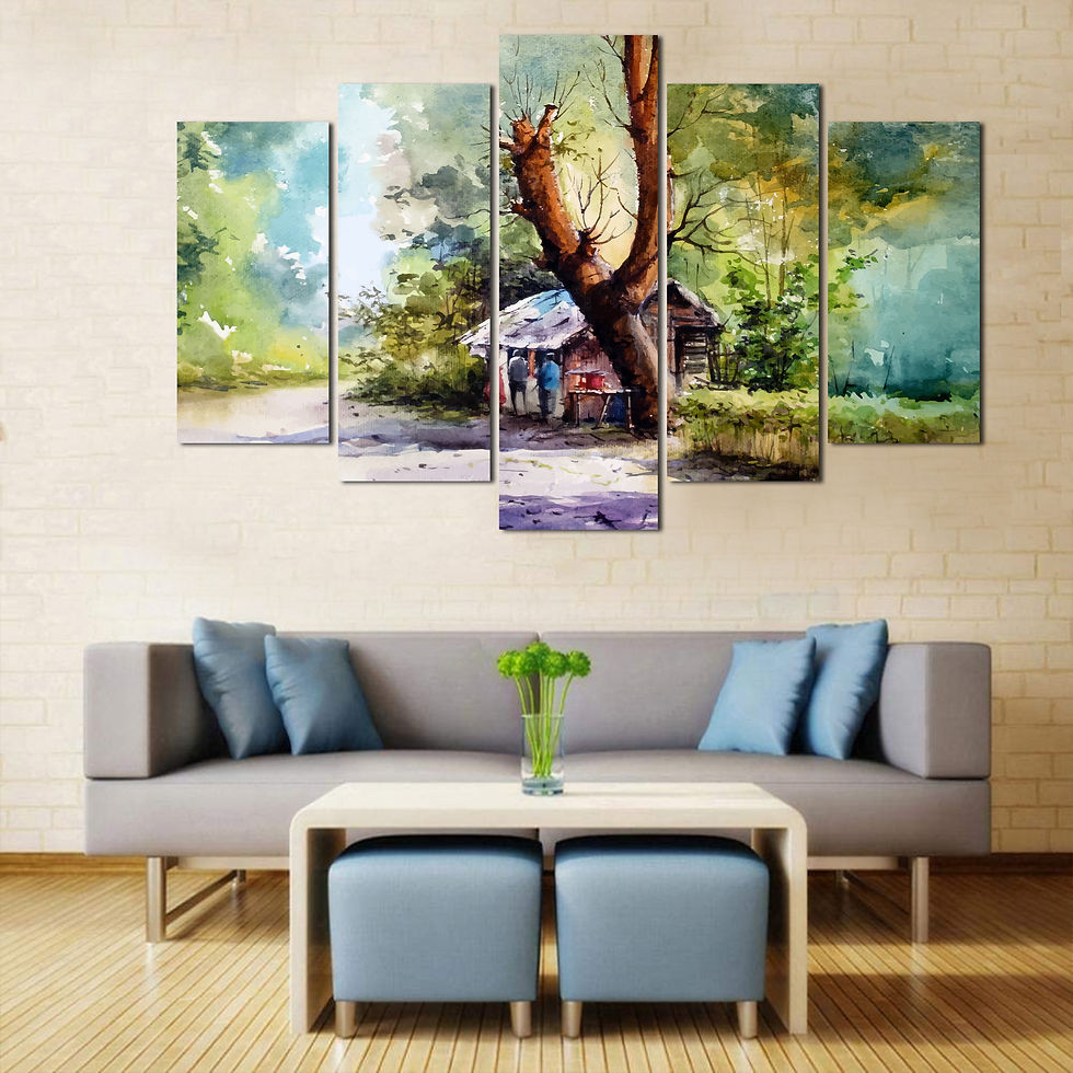 Thumbnail: WENS "Village View" Laminated 5 Panels Wall Art (24x40 Inch)