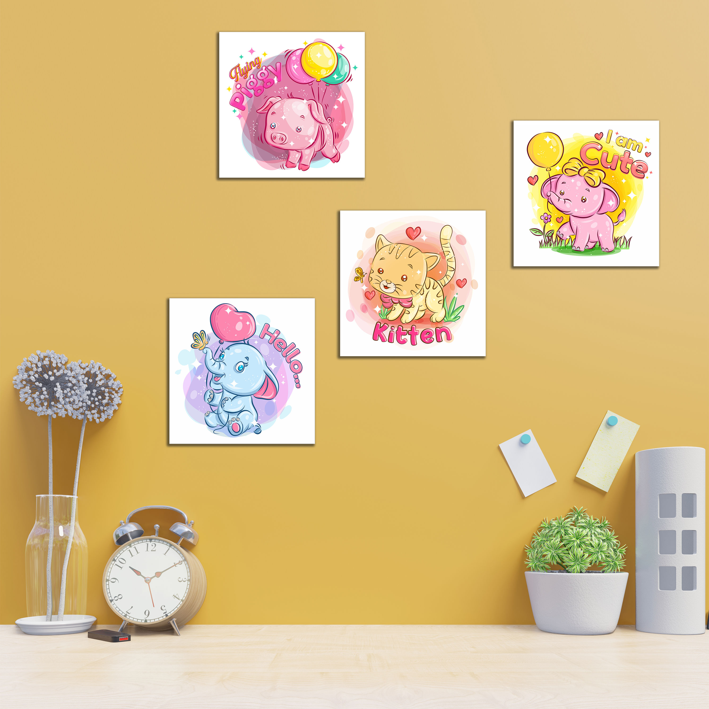 Wens Cartoon Laminated Wall Panels Set of 4