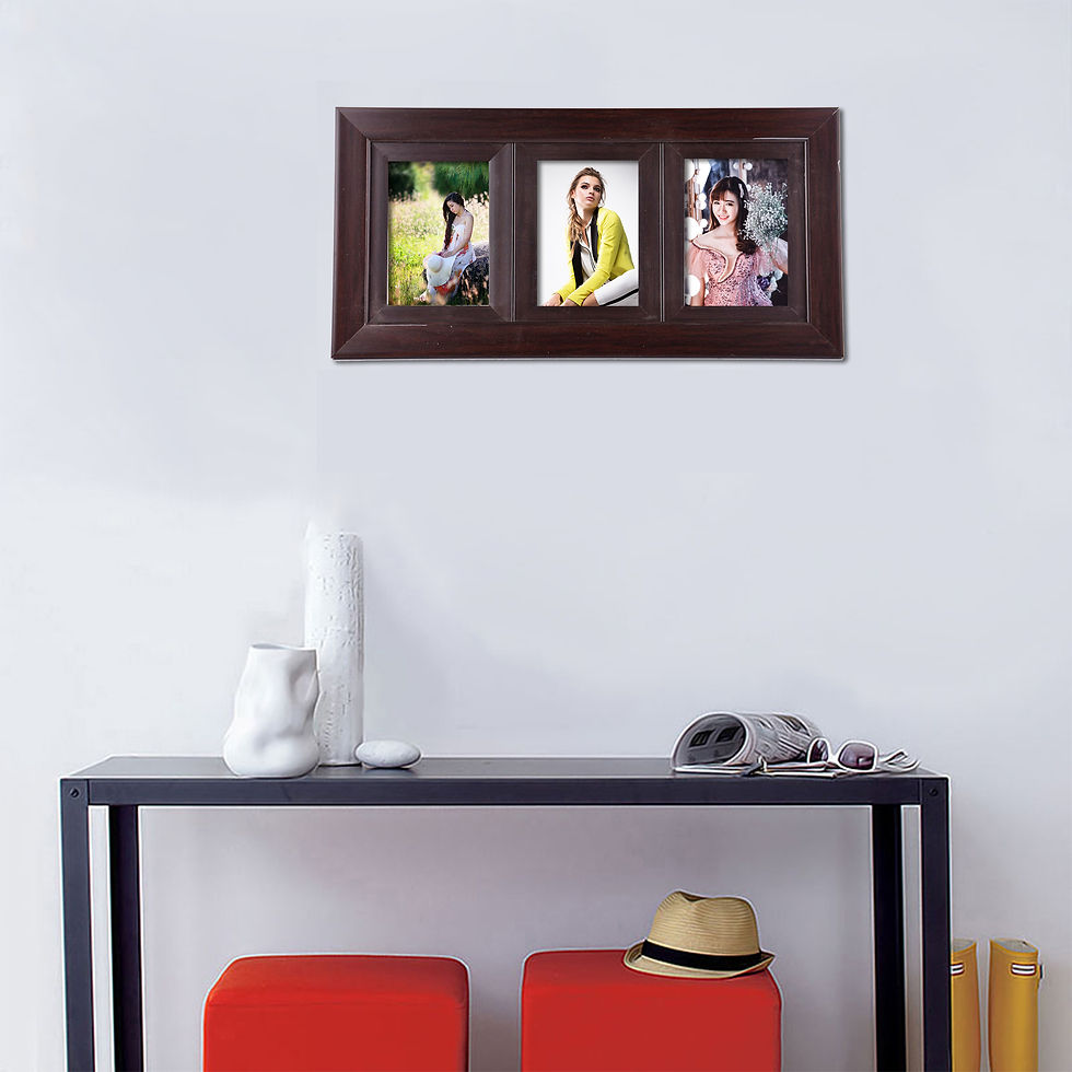 Thumbnail: WENS 3 Openings  Decorative Brown Wall Hanging Collage Picture Photo Frame