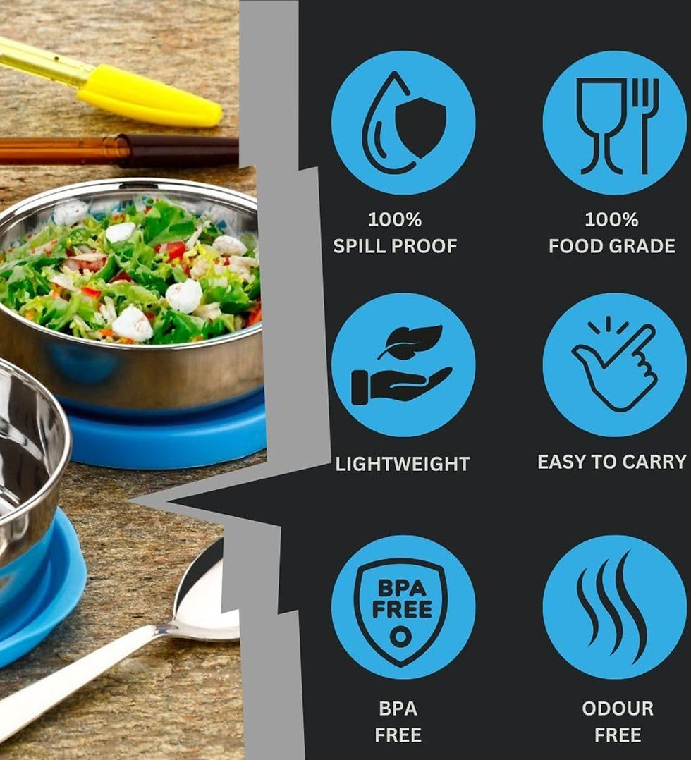 Thumbnail: Stainless Steel Oval Lunch Box 2 Lid Lock containers