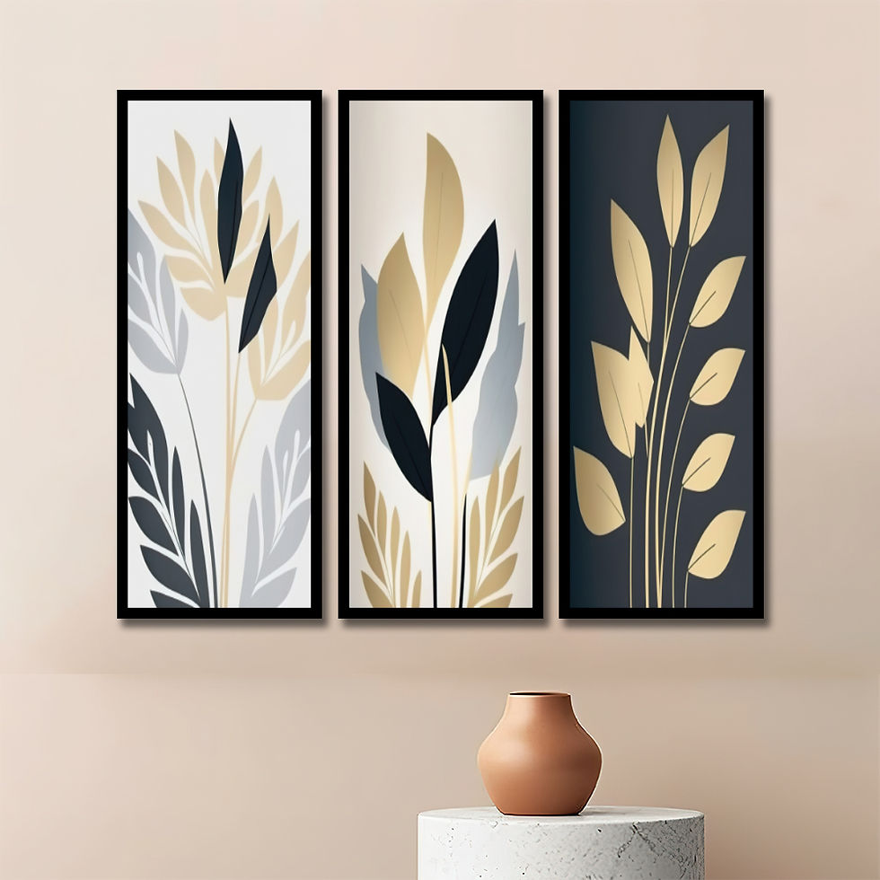 WENS Set Of 3 Multicolor Feather Theme Framed Paintings