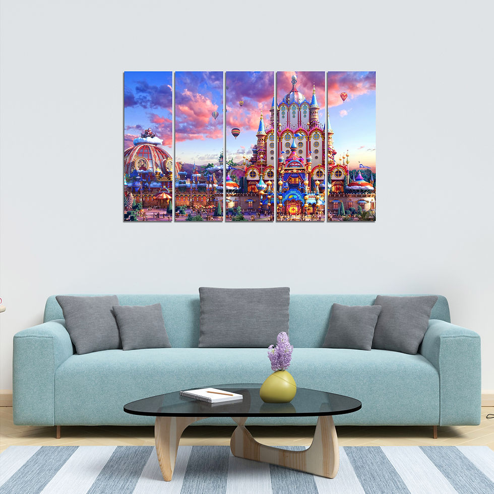 WENS "Beautiful Fort" 5 Panels Velvet Laminated Wall Art for Home Décor