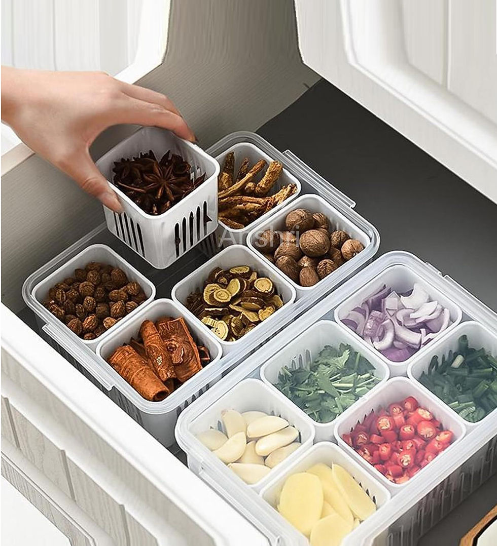 Plastic Divided Veggie Storage Containers with Lid