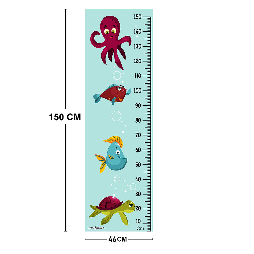 Thumbnail: WENS Multicolor Water Creatures Kids Height Chart (18 x 59 Inches)