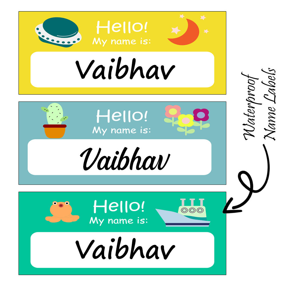 Assorted Waterproof Labels - Cartoon Theme (70 Stickers)