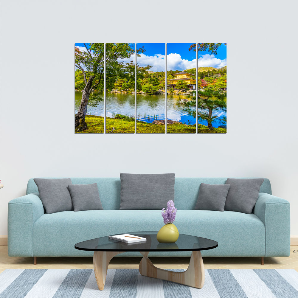 WENS "Wall Art River & Forest View" 5 Panels Velvet Laminated Wall Art for Home