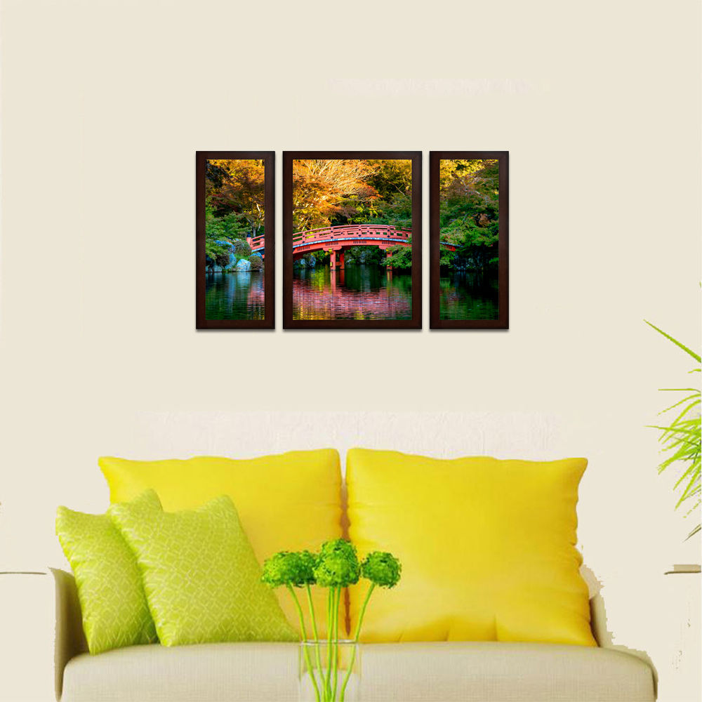 Wens Tributary MDF Wall Painting (13.5 x 24 x 0.75 Inch , Set of 3)