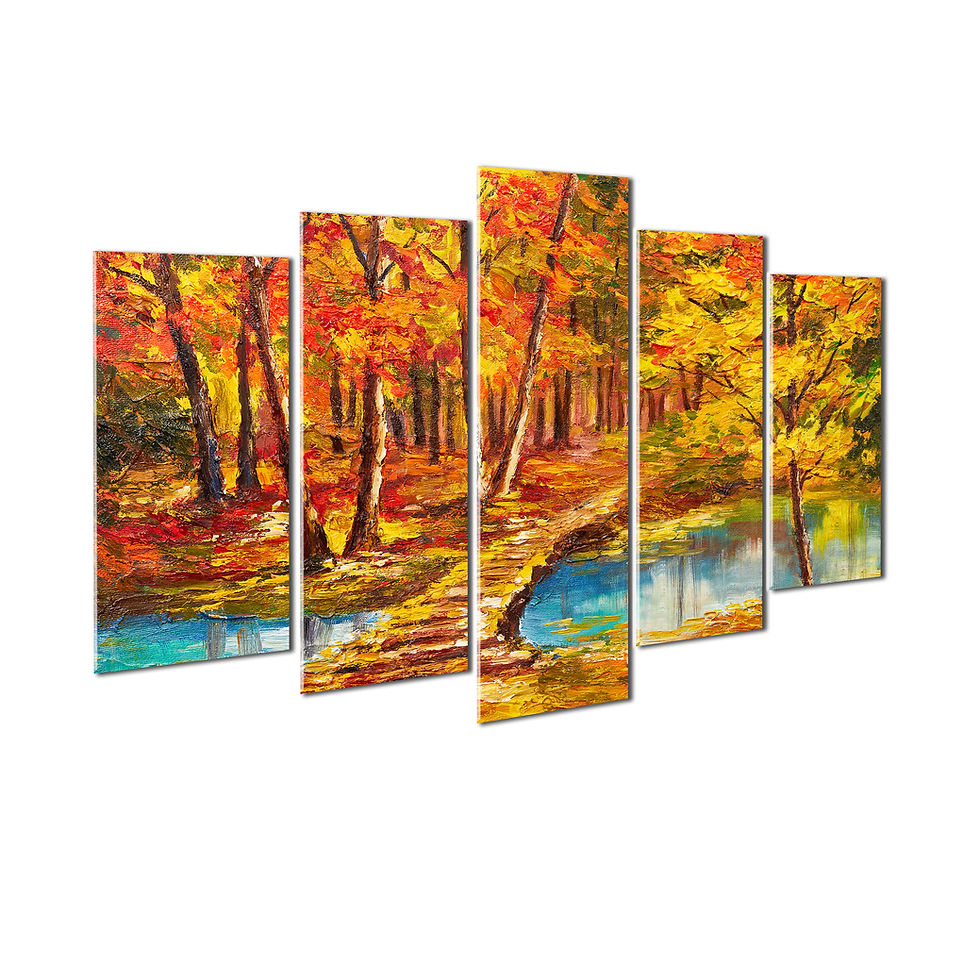 Thumbnail: WENS Velvet Admiring Nature  5 Panels  Wall Art (24x40 Inch)