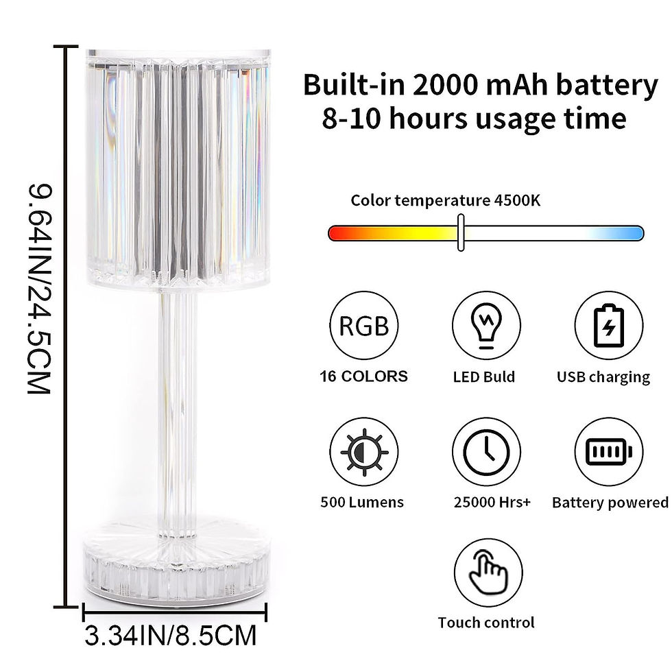 Thumbnail: 6 Color Changing RGB Touch Lamp, Rechargeable Diamond Table Lamp