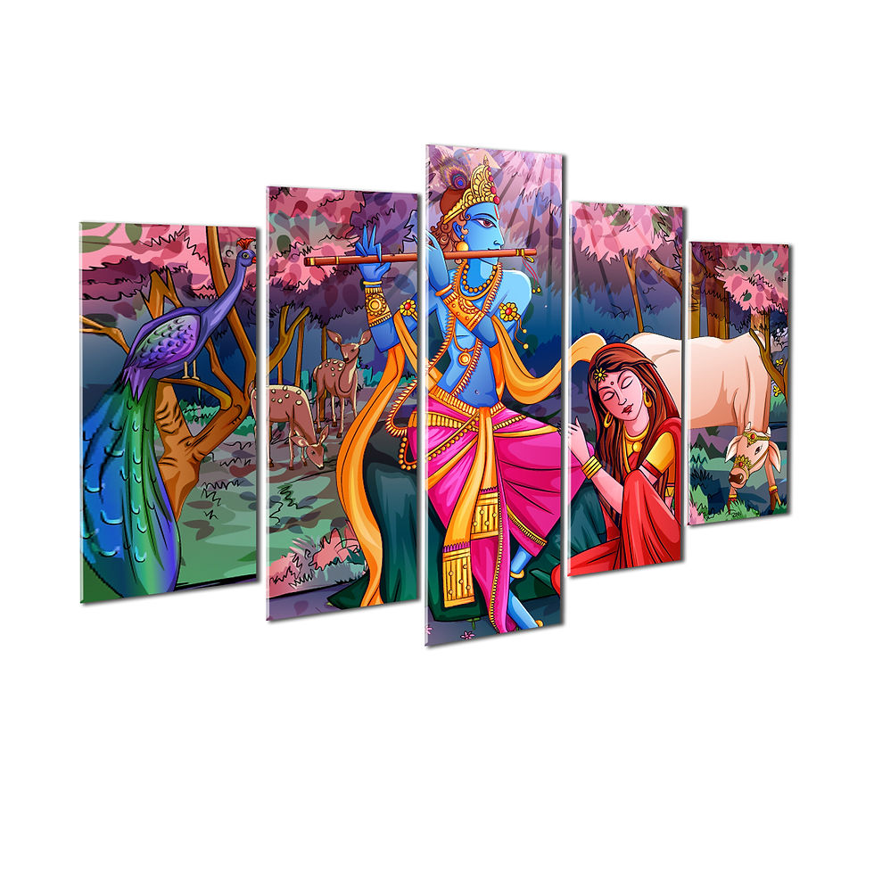 Thumbnail: WENS "Krishna Devine Music" Laminated 5 Panels Wall Art (24x40 Inch)