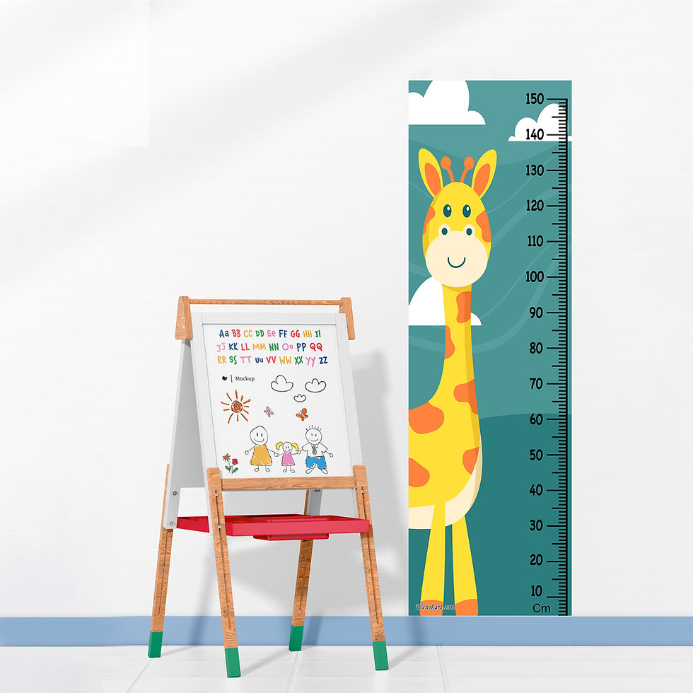 Thumbnail: WENS Multicolor Cartoon Giraffe Kids Height Chart (18 x 59 Inches)