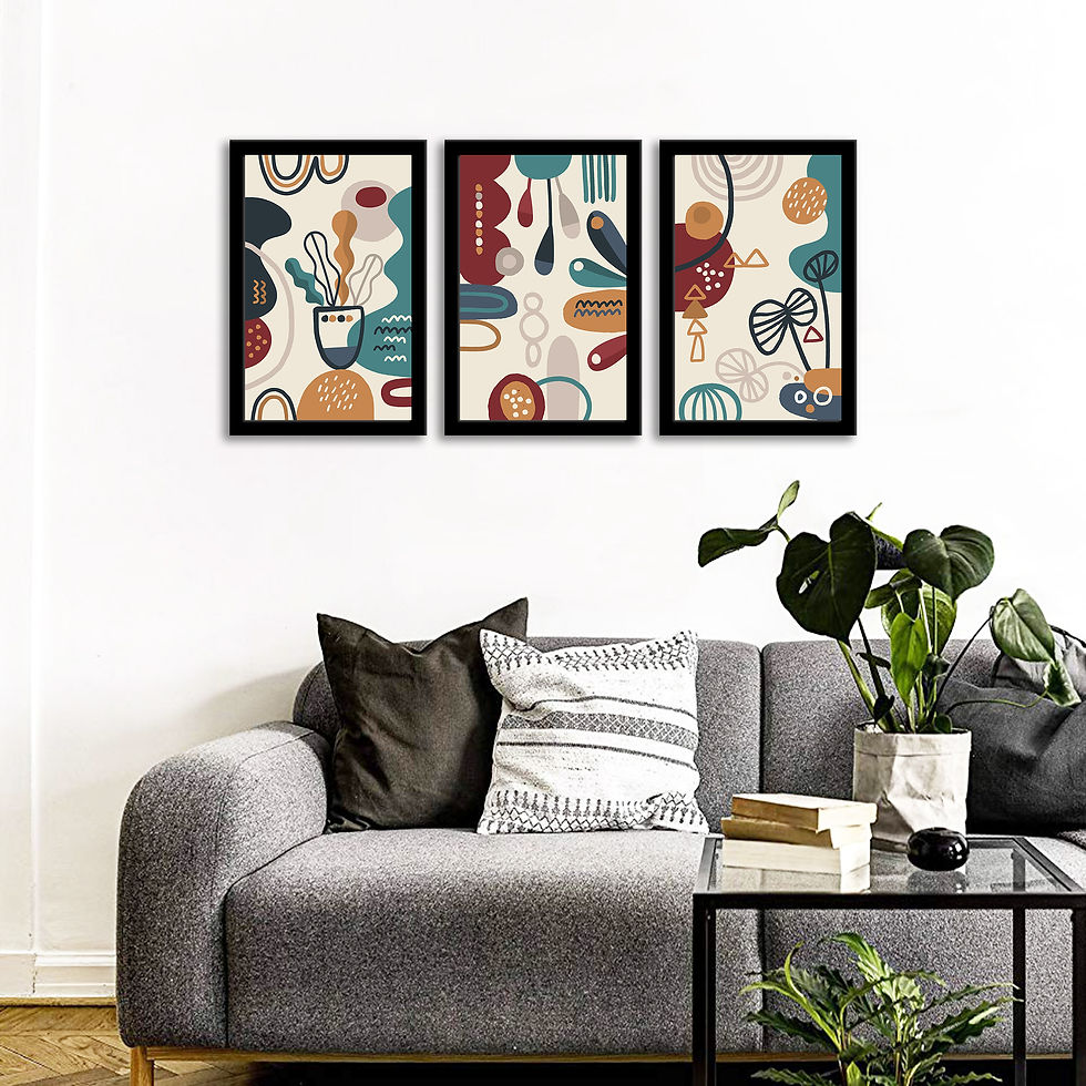 WENS Framed Abstract Color Art Print Set of 3