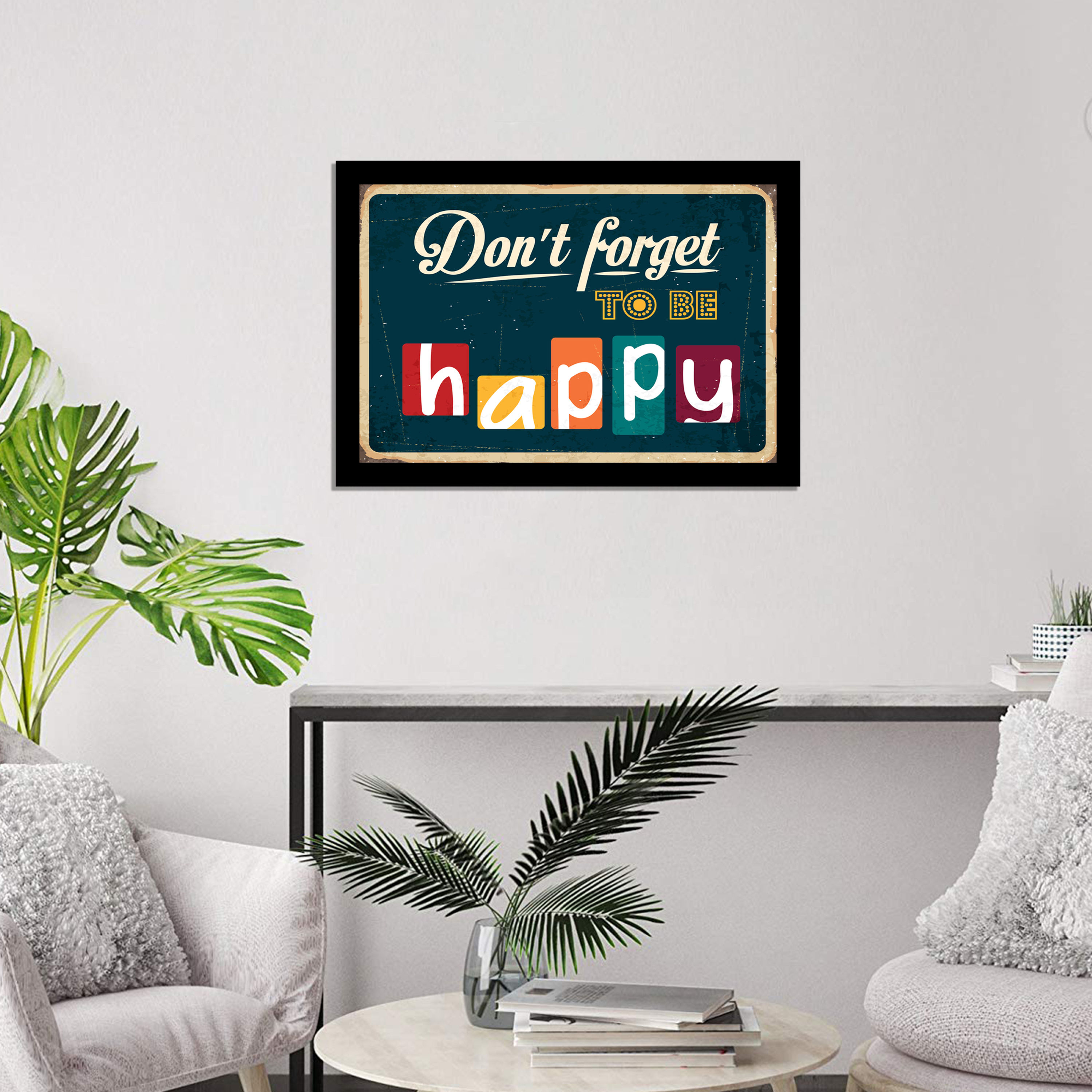 Wens Laminated "Don't forget to be happy" Quotes with Frame