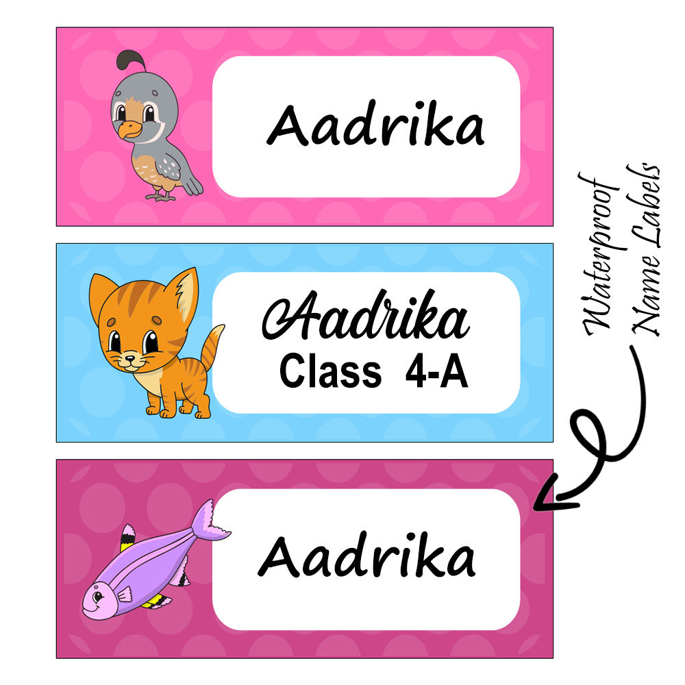 Assorted Waterproof Labels - Cute Animal Theme (70 Stickers)