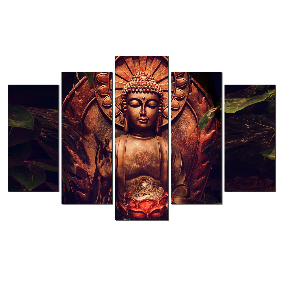 Thumbnail: WENS "Lord Buddha" Laminated 5 Panels Wall Art (24x40 Inch)