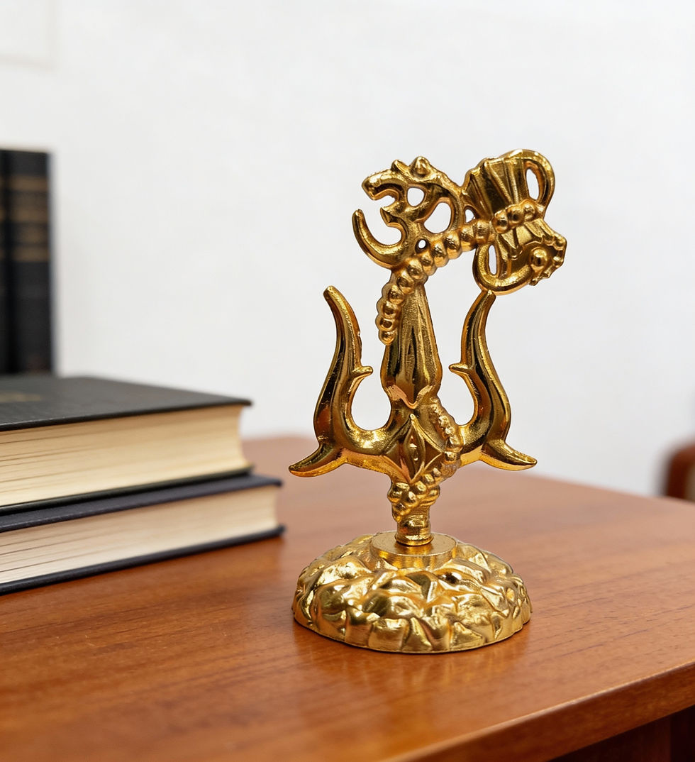 Thumbnail: Trishul with Damru Decorative Showpiece for Pooja Decoration
