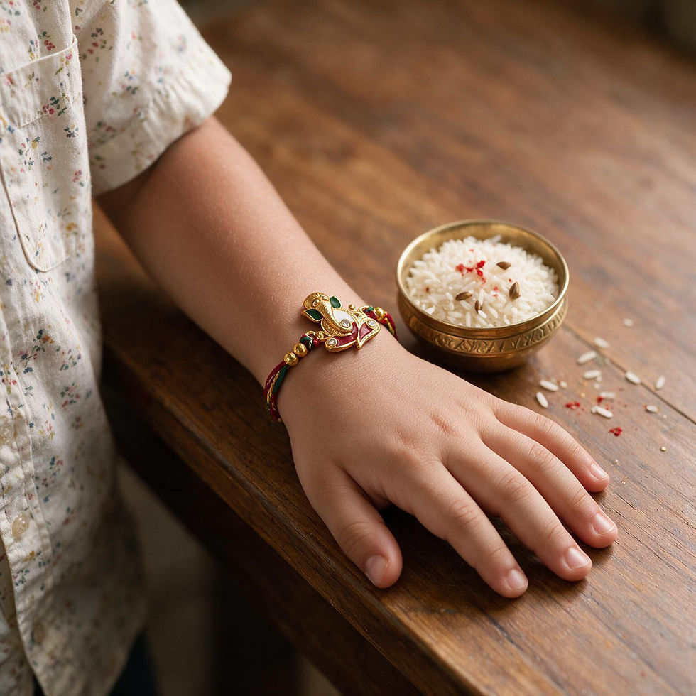 Thumbnail: Premium Ganesha Handmade Embellished Rakhi with Non-Bleeding Anchor Threads