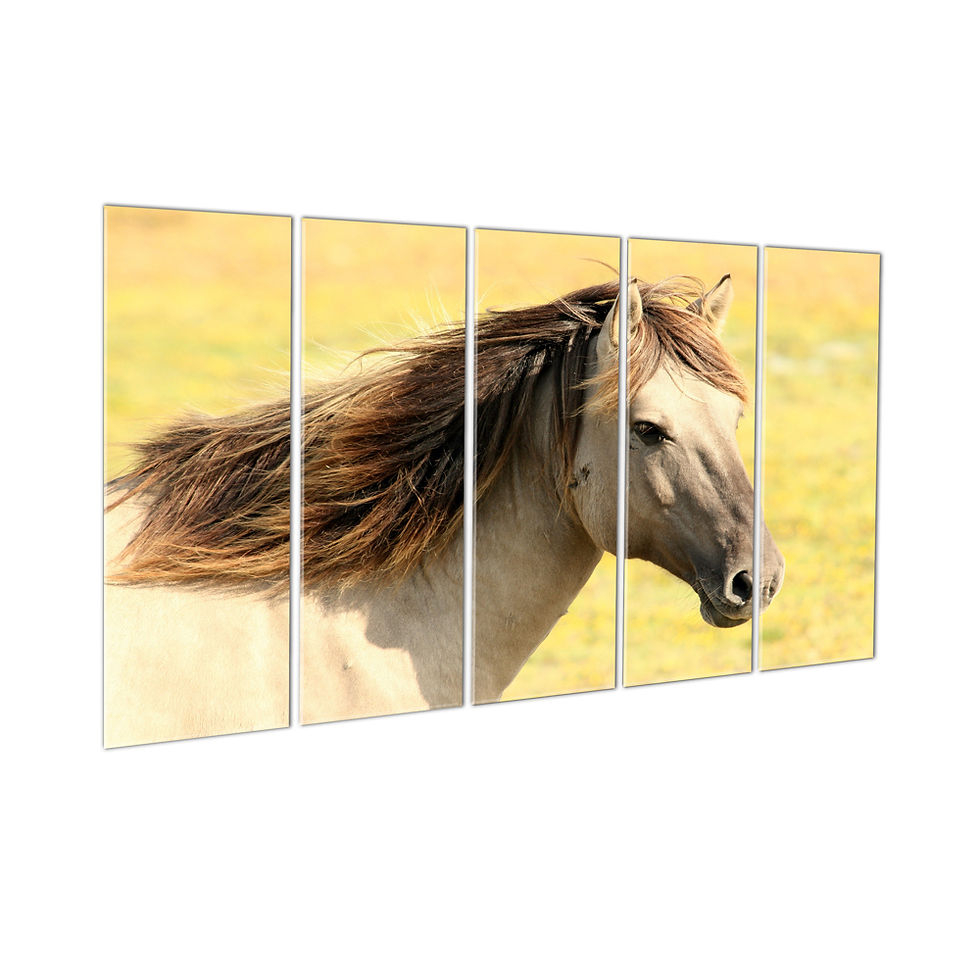 Thumbnail: WENS "Vatsu Horse Painting" 5 Panels Velvet Laminated Wall Art for Home Décor