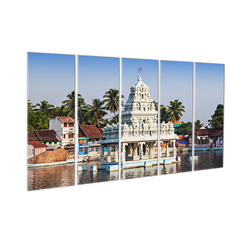 Thumbnail: WENS "Thanumalayan Temple" 5 Panels Velvet Laminated Wall Art for Home Décor