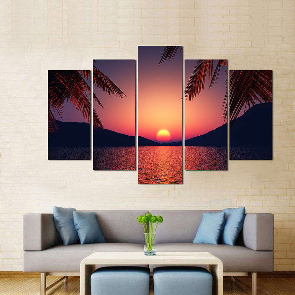 WENS Velvet Laminated Divine Nature Beauty  5 Panels Wall Art (24x40 Inch)