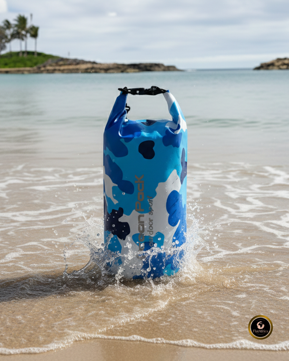 Thumbnail: Blue Camouflage Ocean Pack Front View On The Beach