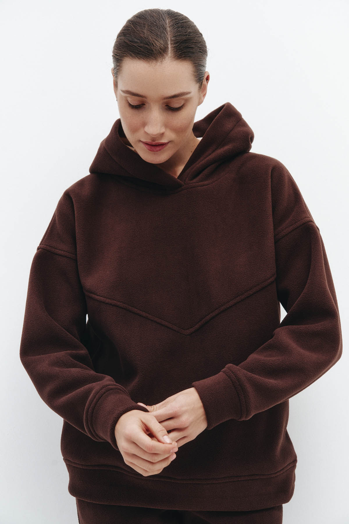 Флісовий худі коричневого кольору