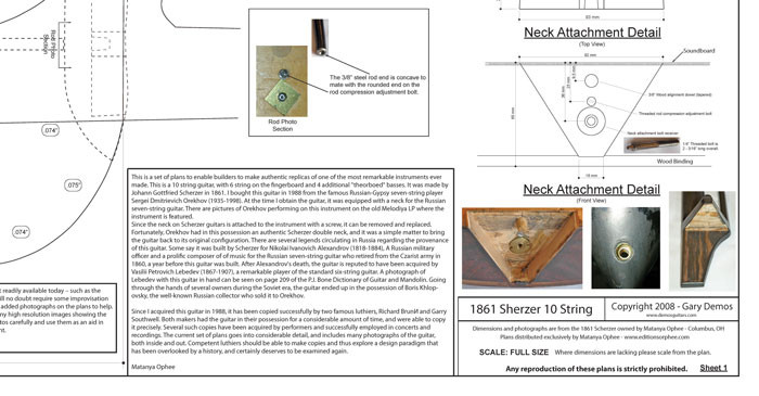 1862 Scherzer 10 String Harp Guitar Plans