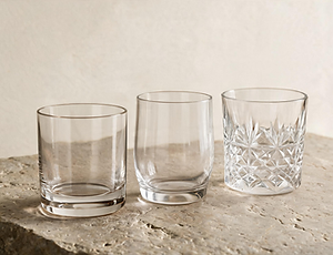 Material and construction details of whiskey glassware