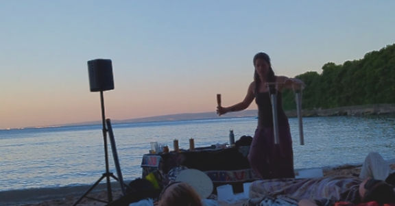 sound healing sound therapy on the beach in Wales with Welsh Folk Heart