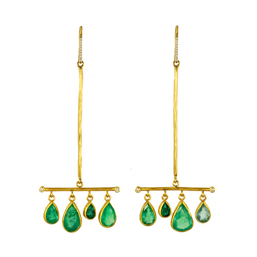 LARGE EMERALD BROOM EARRINGS Margery Hirschey