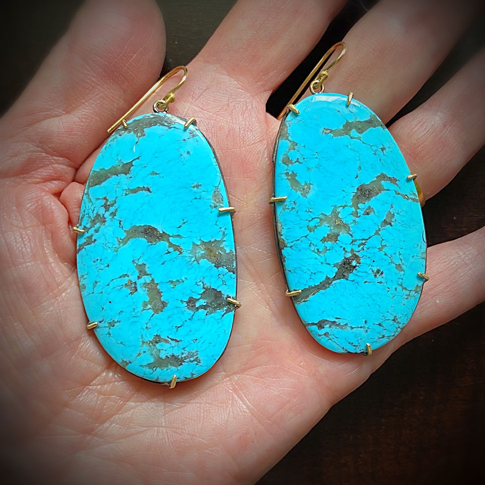 Thumbnail: LARGE TURQUOISE EARRINGS IN MIXED METALS