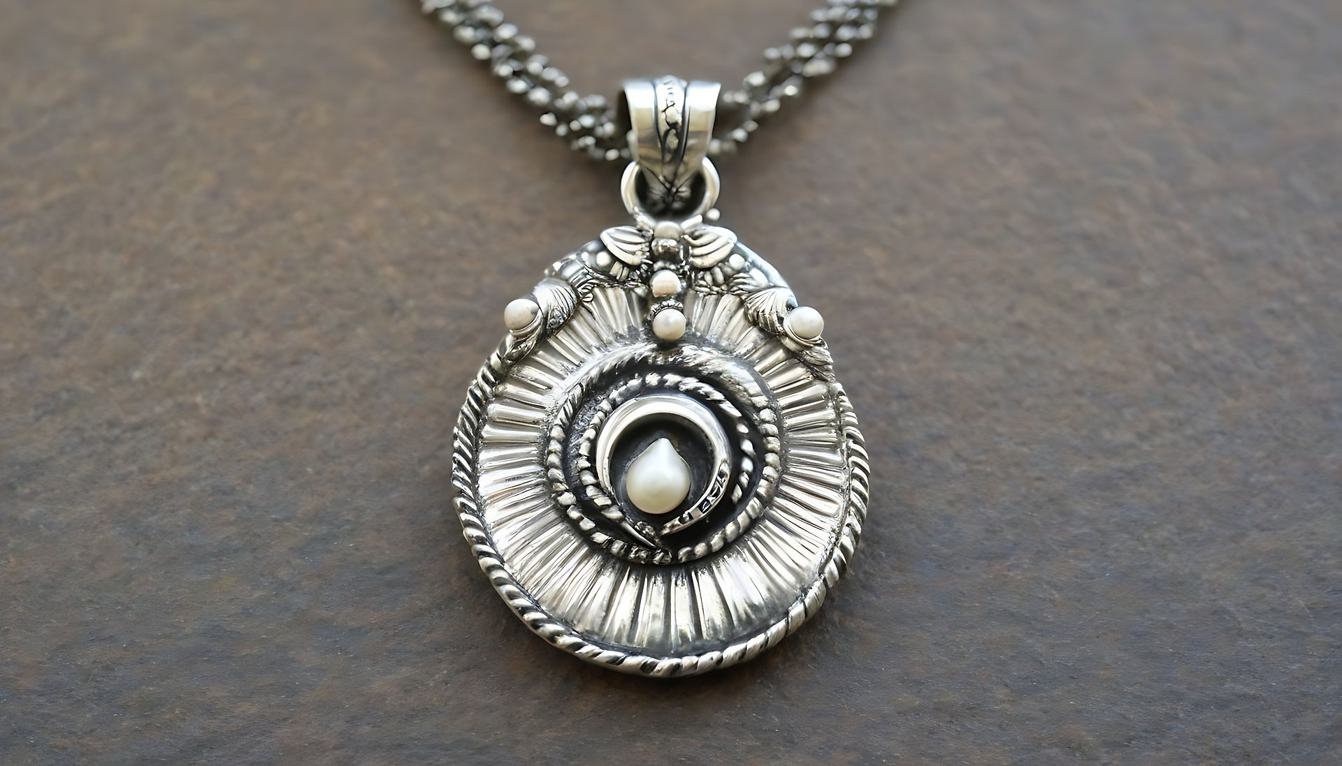 Sterling Silver Mother Pearl Pendant Necklace 