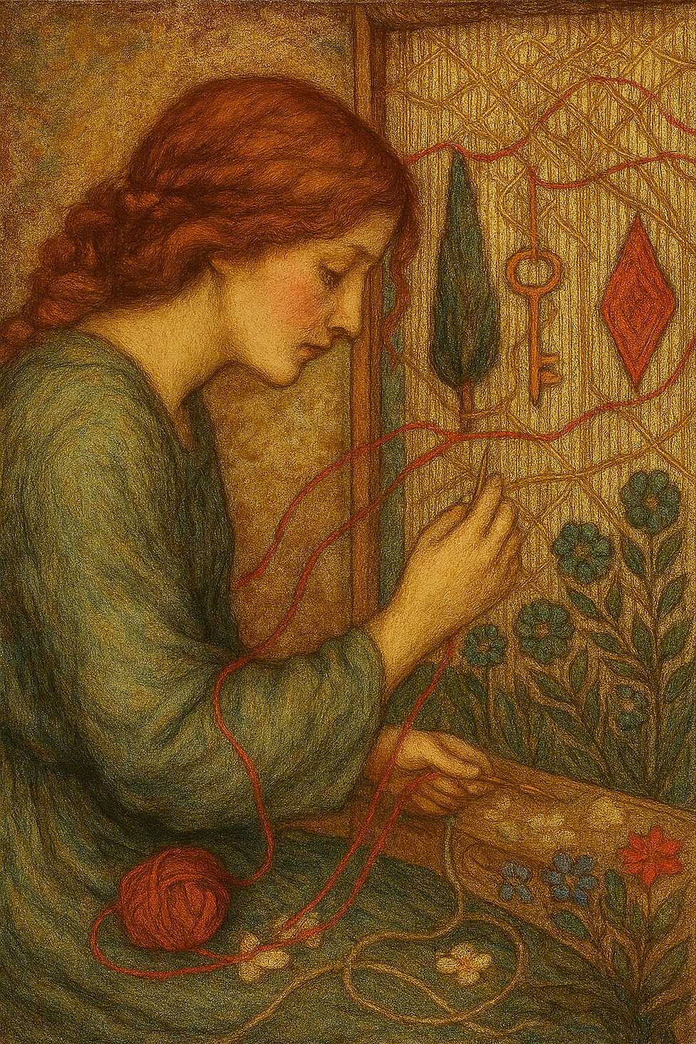 She threads memory into myth, weaving what was lost into what still longs.