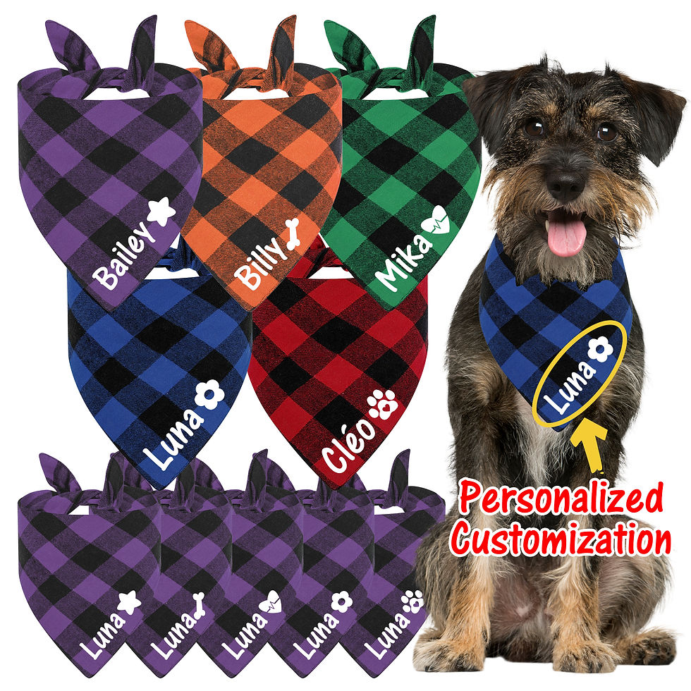 Custom Personalized Dog Bandanas Large Pet Scarf Pet Cotton Plaid Washable Colla