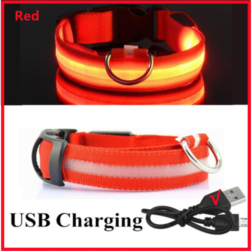 Thumbnail: USB Rechargeable Luminous Collar Adjustable Led Glowing Dog Collar for Large Sma