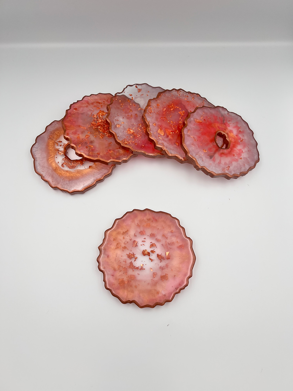 Thumbnail: Rose Gold, Fuchsia & Opal Geode Coasters (Set of 6)