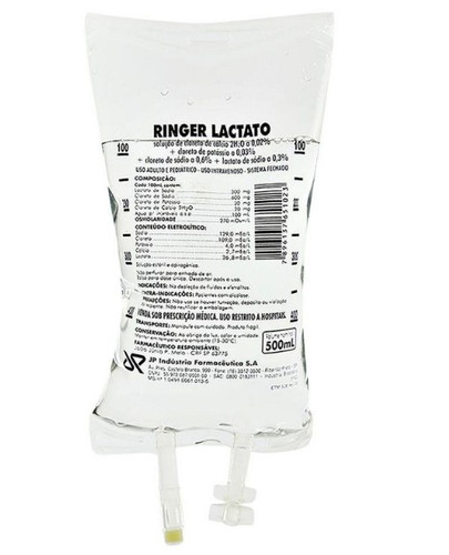 SOLUÇÃO RINGER COM LACTATO - 500ML BOLSA INJETAVEL | Salvador Med